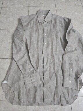 NWOT Men's Barba Napoli Linen Button Down - Made In ITALY 16.5